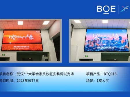 大興安嶺武漢***大學(xué)余家頭校區(qū)1樓大廳BTQ018安裝調(diào)試完畢