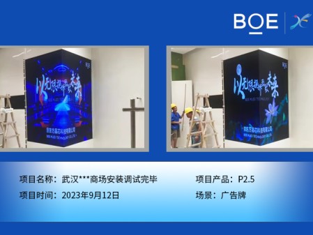 湖北武漢***商場(chǎng)廣告牌P2.5安裝調(diào)試完畢