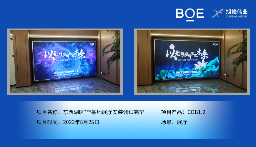 湖北東西湖區(qū)***基地展廳COB1.2安裝調(diào)試完畢